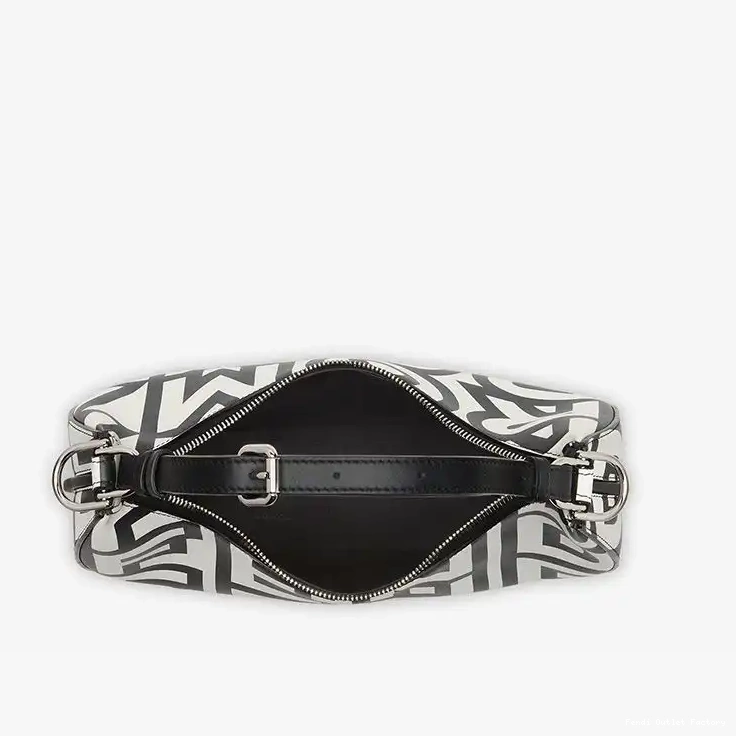 Affordable HOT In White Capsule Black Fendigraphy Fendi Bag Roma Hobo Leather Fendi Small 0618